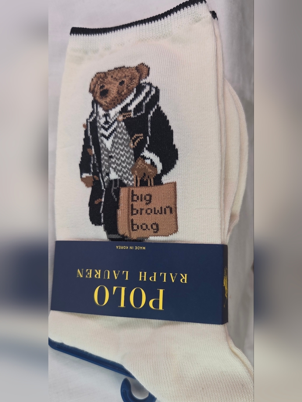 Women’s Ivory Polo Ralph Lauren "Big Brown Bag" Crew Super Soft Shopping Bear